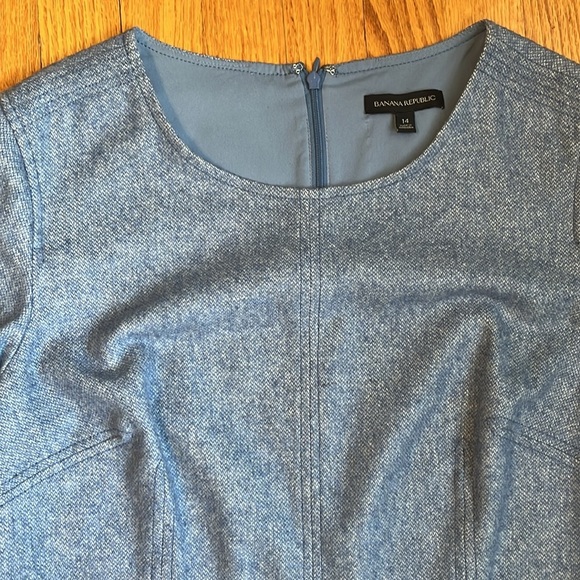 BANANA REPUBLIC Wool-Blend Flannel Sheath Dress in Light Blue 14 - Picture 4 of 10